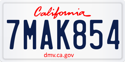 CA license plate 7MAK854
