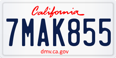 CA license plate 7MAK855