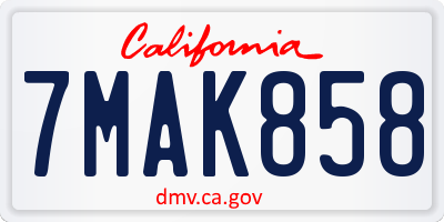CA license plate 7MAK858