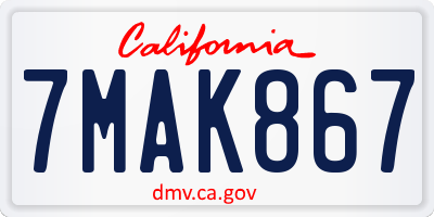 CA license plate 7MAK867