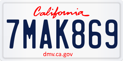 CA license plate 7MAK869