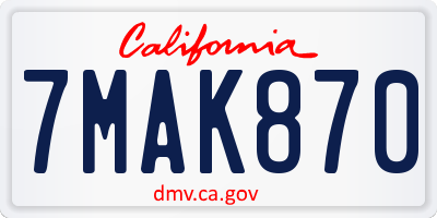 CA license plate 7MAK870