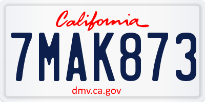 CA license plate 7MAK873