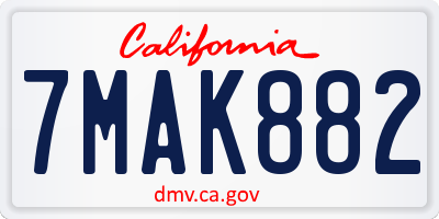CA license plate 7MAK882