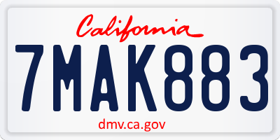 CA license plate 7MAK883