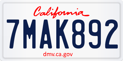 CA license plate 7MAK892