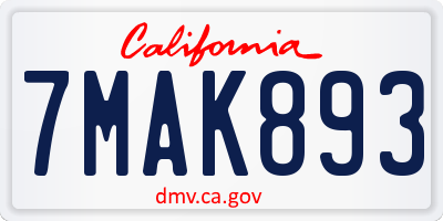 CA license plate 7MAK893