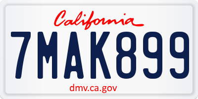 CA license plate 7MAK899