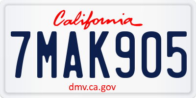 CA license plate 7MAK905