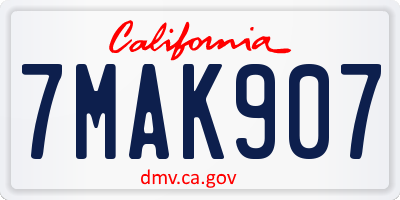 CA license plate 7MAK907