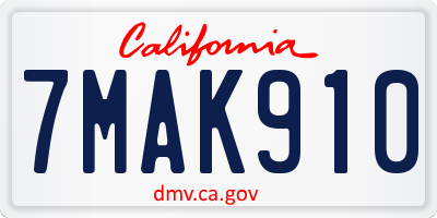 CA license plate 7MAK910