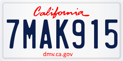 CA license plate 7MAK915