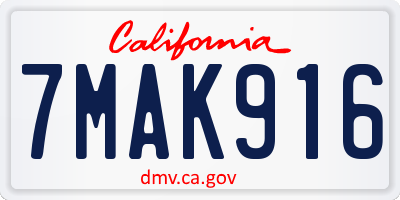 CA license plate 7MAK916