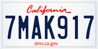 CA license plate 7MAK917
