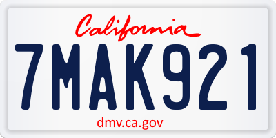 CA license plate 7MAK921