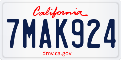 CA license plate 7MAK924