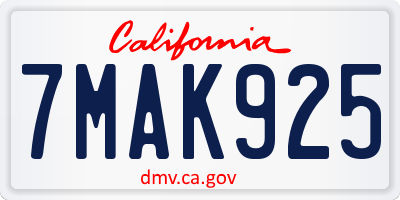 CA license plate 7MAK925