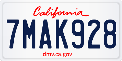 CA license plate 7MAK928