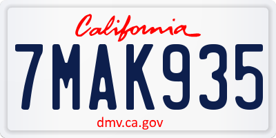 CA license plate 7MAK935