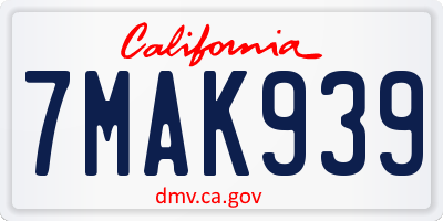 CA license plate 7MAK939