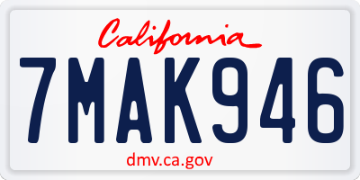CA license plate 7MAK946