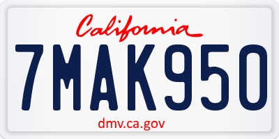 CA license plate 7MAK950