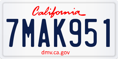 CA license plate 7MAK951