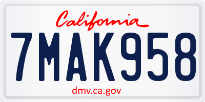 CA license plate 7MAK958