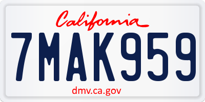 CA license plate 7MAK959