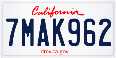 CA license plate 7MAK962