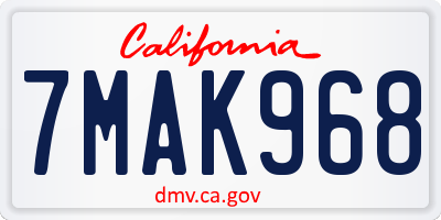 CA license plate 7MAK968