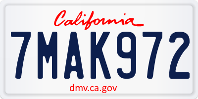 CA license plate 7MAK972