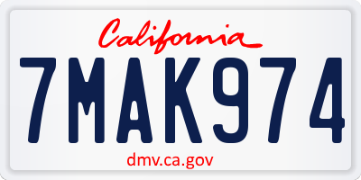 CA license plate 7MAK974