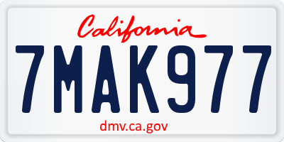 CA license plate 7MAK977