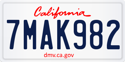 CA license plate 7MAK982