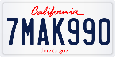 CA license plate 7MAK990