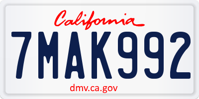 CA license plate 7MAK992