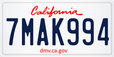 CA license plate 7MAK994