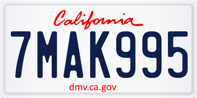 CA license plate 7MAK995