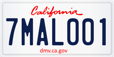 CA license plate 7MAL001