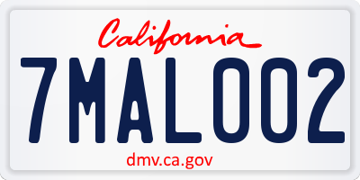 CA license plate 7MAL002