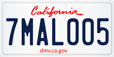 CA license plate 7MAL005