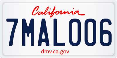 CA license plate 7MAL006