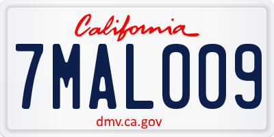 CA license plate 7MAL009