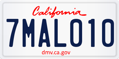 CA license plate 7MAL010