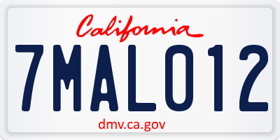 CA license plate 7MAL012