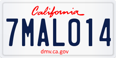 CA license plate 7MAL014