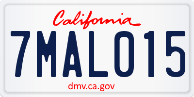 CA license plate 7MAL015