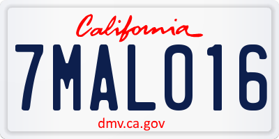 CA license plate 7MAL016