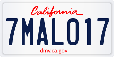 CA license plate 7MAL017